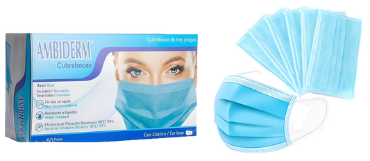 CUBREBOCAS 3 PLIEGOS CON ELÁSTICO