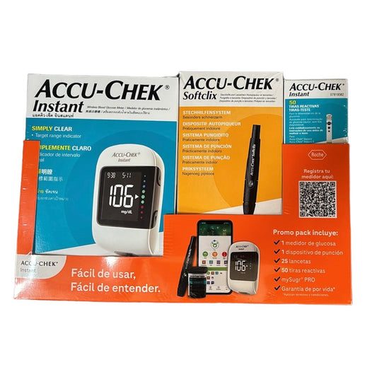 GLUCOMETRO ACCU-CHEK INSTANT + LANCETERO SOFTCLIX + 50 TIRAS