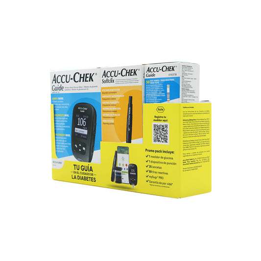 GLUCOMETRO ACCU CHEK GUIDE+LANCETERO SOFTCLIX+50 TIRAS